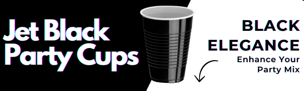 Jet Black Disposable Party Cups - Black Elegance. Enhance your party mix with black party supplies.