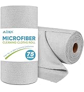 AIDEA Microfiber Cleaning Cloth Roll, 75PK, Reusable Paper Towels Grey Tear Away Cloth, Microfibe...
