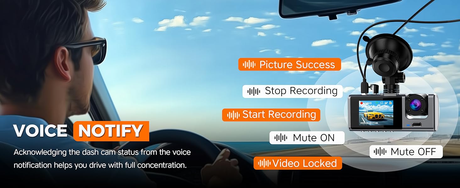 voice notification dash cam