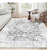 Pauwer Boho Area Rug 5x7, Machine Washable Area Rugs for Living Room Bedroom, Vintage Soft Throw ...
