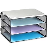DALTACK 3 Tier Letter Tray Paper Organizer Mesh Metal Desk File Organizer for Home &amp; Office, Black