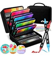 168 Colors Acrylic Paint Markers, Dual Tip Fine and Brush Tips Pens Contain 24 Metallic Color for...