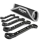 DURATECH 5 Pc Double Offset Box End Reversible Ratcheting Wrench Set, SAE, Heavy-duty, Matte Chro...