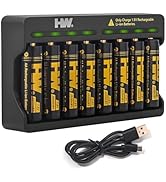 HW Rechargeable AA Batteries with AA/AAA Charger, [1.5V, 8-Pack] 3500mWh Double A Lithium Battery...