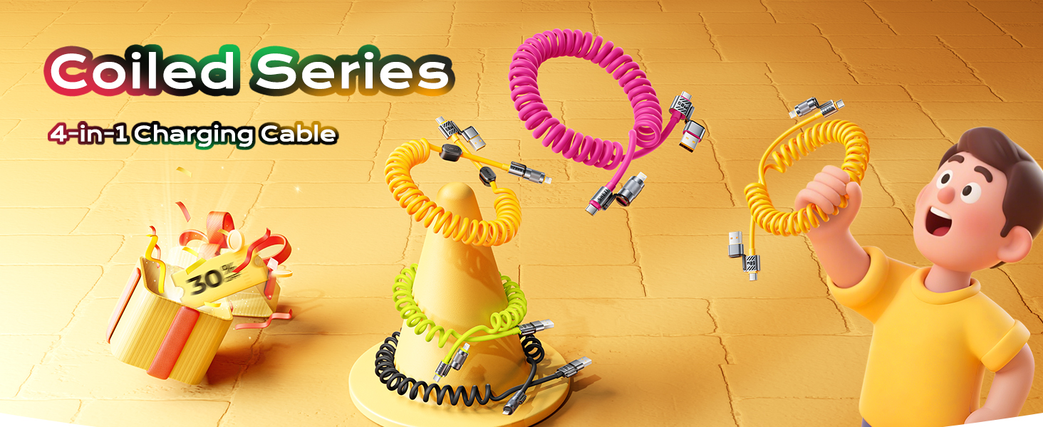 jixivor 4 in 1 usb c cable 60W compatiblle with Lightning cable multi cords