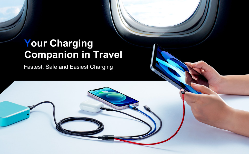 4 in 1 Nylon braided multi charger cable is optimal to use in home, sofa, office, car, traveling