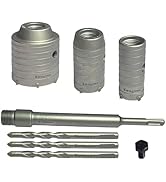 Concrete Hole Saw Kits, Tungsten Steel SDS Plus Shank Wall Hole Cutter Cement Stone Drill Bit Set...