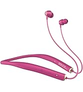 MOCANIO Rose Red Neckband Bluetooth Headphones Immersive Bass 18H Playtime Waterproof Around The ...