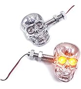 PerfecTech Motorcycle 10mm Screw Skull Head LED Amber Turn Signal Indicator Light (Chrome)