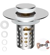 Hygie Rinse 3-in-1 Bathroom Sink Stopper for Standard Drain Holes All Metal Univeral Pop Up Sink ...