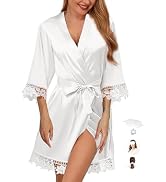 3Pcs Womens Satin Robes for Bride Bridesmaid Silk Bathrobes Silky Kimono Robe for Wedding Party L...