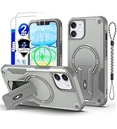 for iPhone 11 case[Compatible with MagSafe][with 2 * 9H Tempered Glass Screen Protector], Built i...