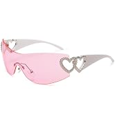 Pro Acme Wrap Around Y2K Rimless Sunglasses Women Men, Oversized Fashion Futuristic Sun Glasses C...