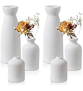 6PCS White Frosted Plastic Vases Set, Modern Minimalist Decorative Vase with Hemp Rope, Unbreakab...