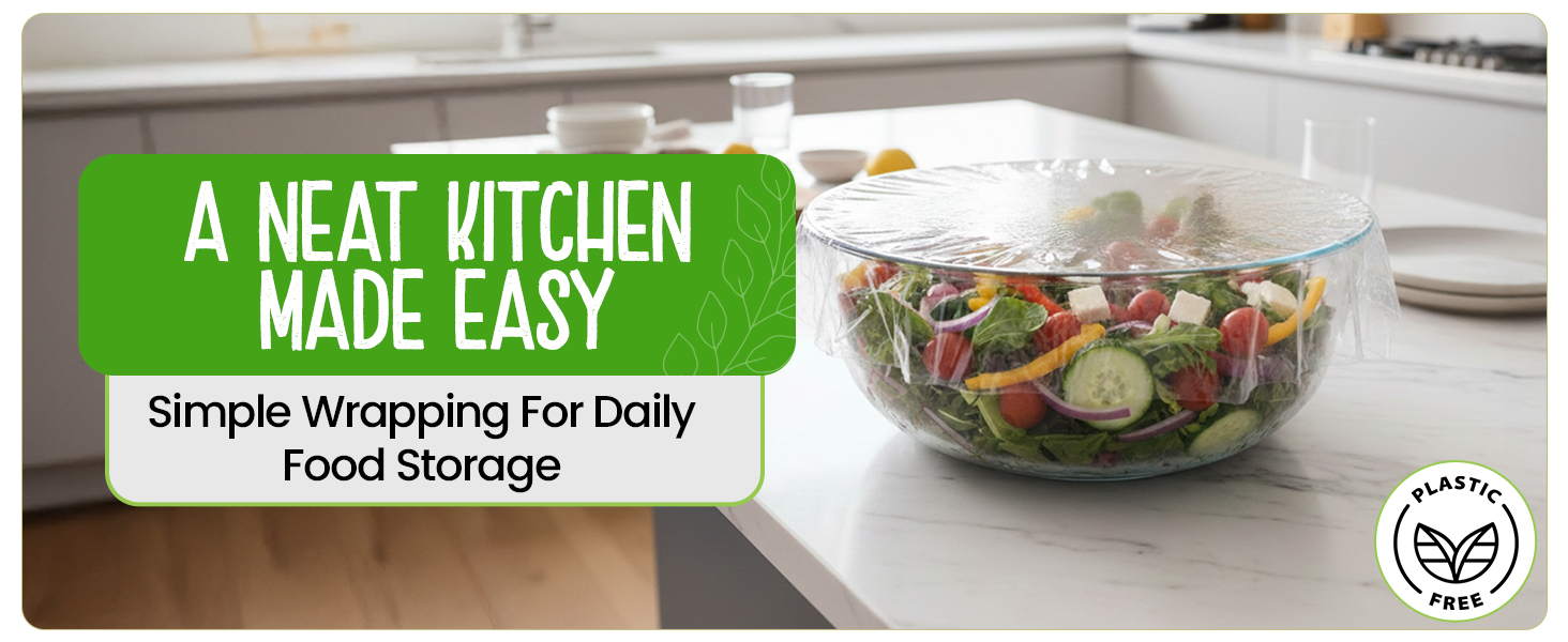 Text reads 'A NEAT KITCHEN', 'MADE EASY', and 'Food Storage'. Series of kitchen organization images showing food storage containers and neat arrangement solutions.