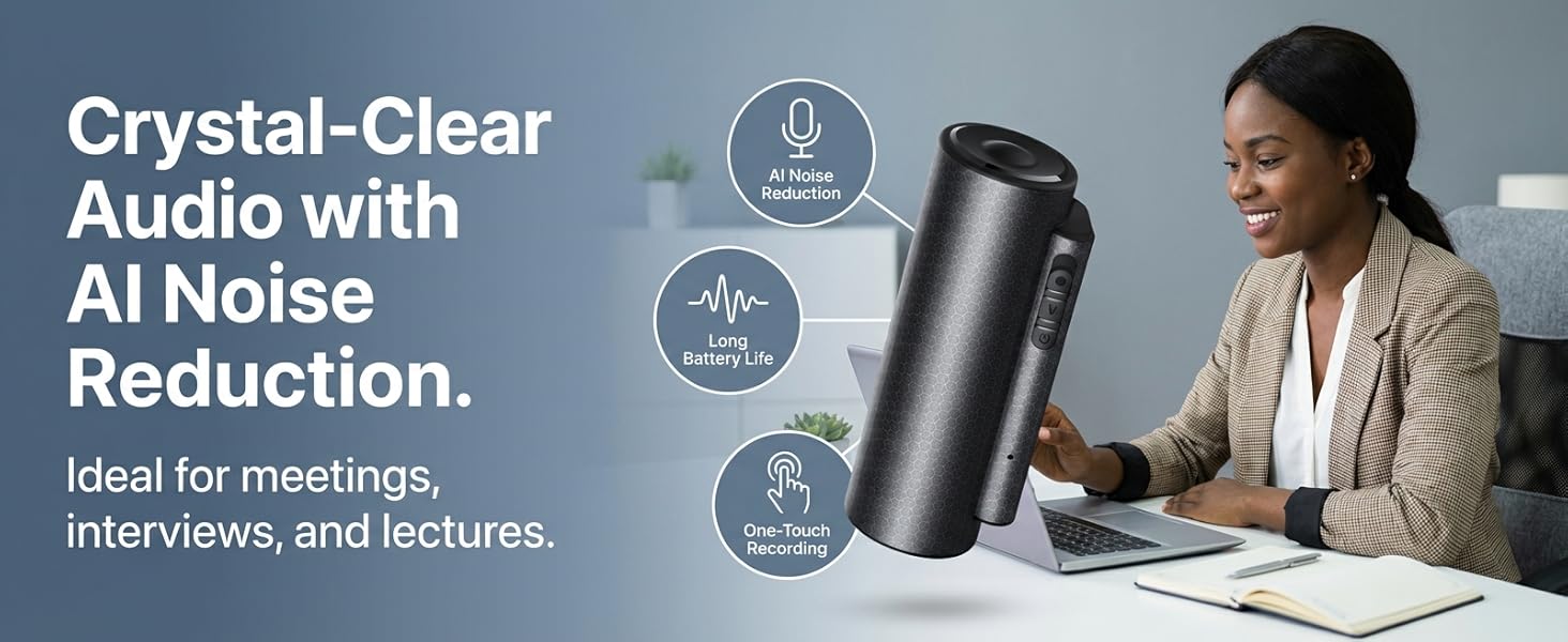 sound recorder clear microphone meeting classes lectures interview