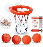 MARPPY Bath Toys - Bathtub Basketball Hoop for Toddlers and Kids - Bathtub and Shower Toys with 4...