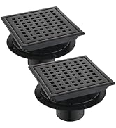Kuaisailsk 6 Inch Square Shower Drain Set of 2 with Removable, Square Grille, 304 Stainless Steel...