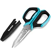 DURATECH 6.5-Inch Compact Electrician Scissors, 4-in-1 Multipurpose Scissors with TPR Comfort Gri...