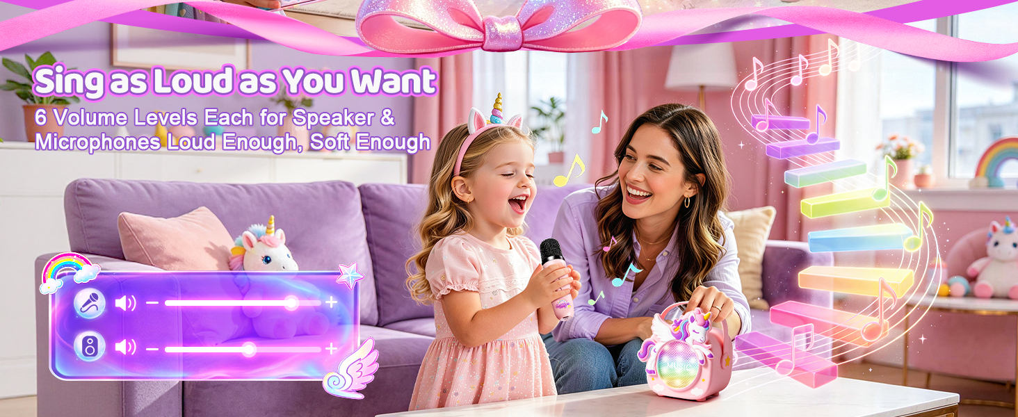 kids karaoke machine for kids microphone mini unicorn gifts for girls 4-6 gifts for 4 year old girl