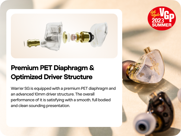 Linsoul TANGZU Wan’er S.G HiFi 10mm Dynamic Driver PET Diaphragm in-Ear Earphone