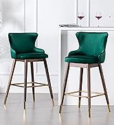 Roundhill Furniture Leland Fabric Upholstered Wingback Bar Stools, Set of 2, Green