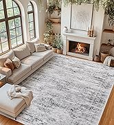 Suconsun Washable 8x10 Area Rugs with Non-Slip Backing - Low Pile, Vintage Distressed Farmhouse R...