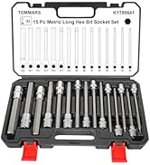 TOMMARS 15-PC Metric Long Hex Bit Socket Set, Extra Long Socket Set S2 Alloy Steel 3/8", 1/2" Dri...
