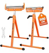 EZUVITA 2-Pack Folding Roller Stands, 250 LBS Load Capacity Per Stand, 28–43.5" Adjustable Height...