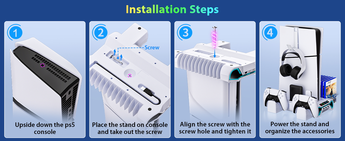 ps5 slim console cooling stand with cooling fan