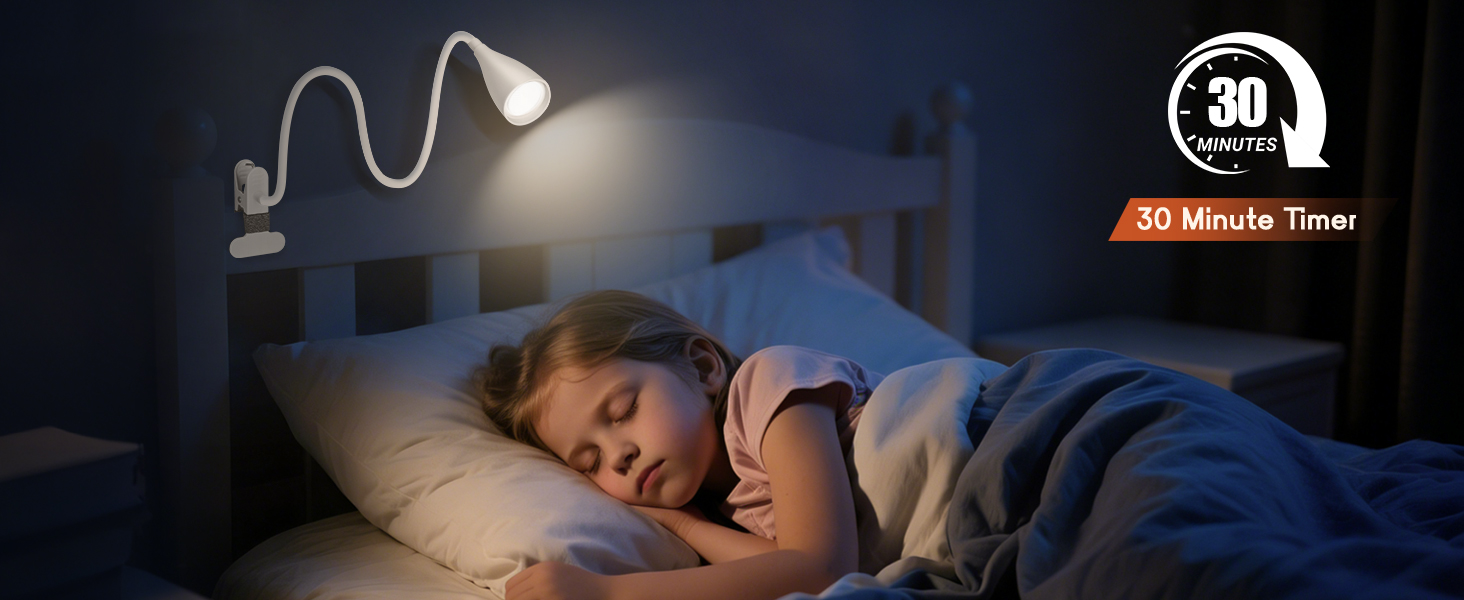 Clip on Light Reading Light for Bed Headboard LED Desk Lamp with Clamp for Bedside Bedroom Table