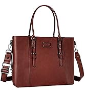 MOSISO PU Leather Laptop Tote Bag for Women, Waterproof Large Capacity Business Work Briefcase Sh...