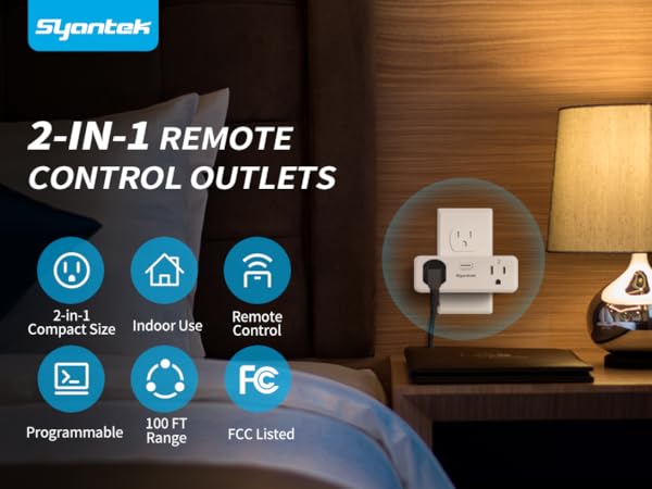 bedroom lamp using wireless remote control outlets