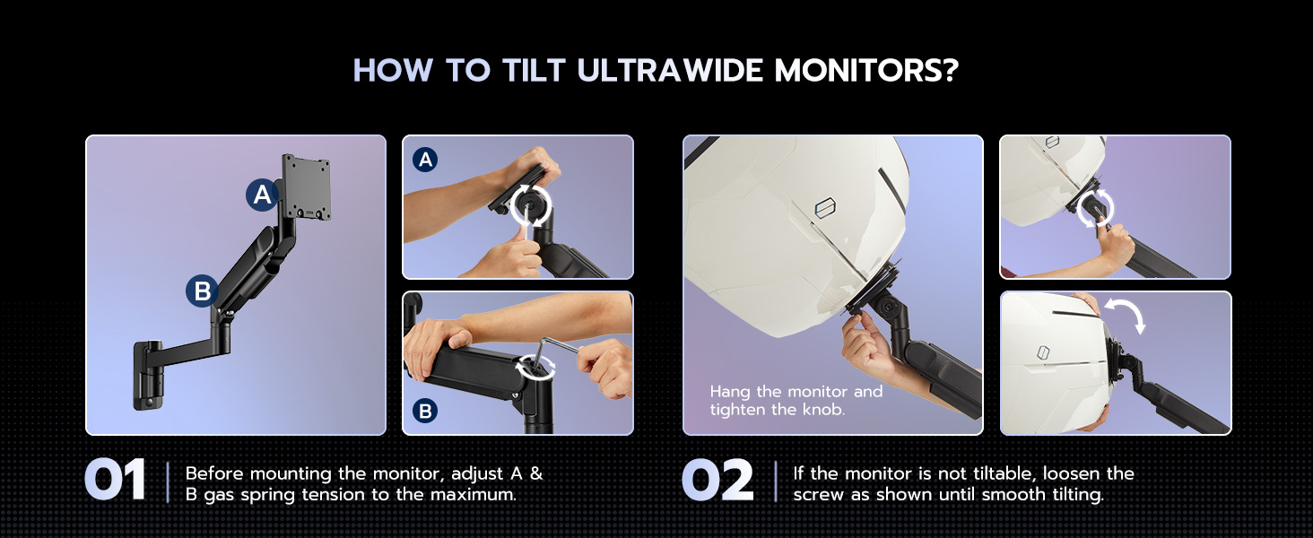 GDT1008WLBK how to tilt ultrawide monitor