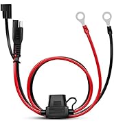 Nilight 50035R 2FT Ring Wire 2 Pin Lug Cable, Eyelet Terminal Harness Extension Charge Cord, Quic...