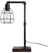 CONCA Steampunk Table lamp, Industrial Table lamp, Rustic Edison Light Bulb, cage Shade Table lam...