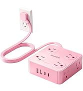 Extension Cord with Multiple Outlets, SMALLRT Power Strips, 6.5FT Flat Plug Power Strip with USB ...