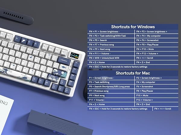 75% Keyboard with Color Multimedia Display Gaming Keyboard