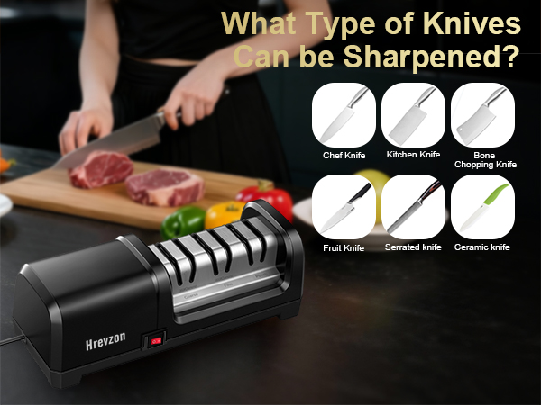 Hrevzon Knife Sharpener Electric Work Sharp for Kitchen Knives