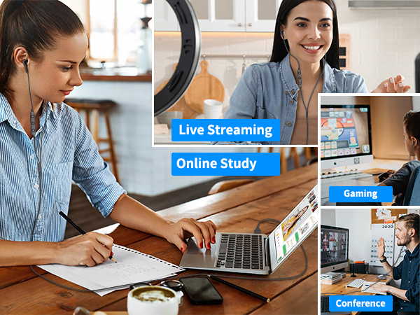 USB Earbuds with Microphone for PC, USB Headset with Mic for Computer