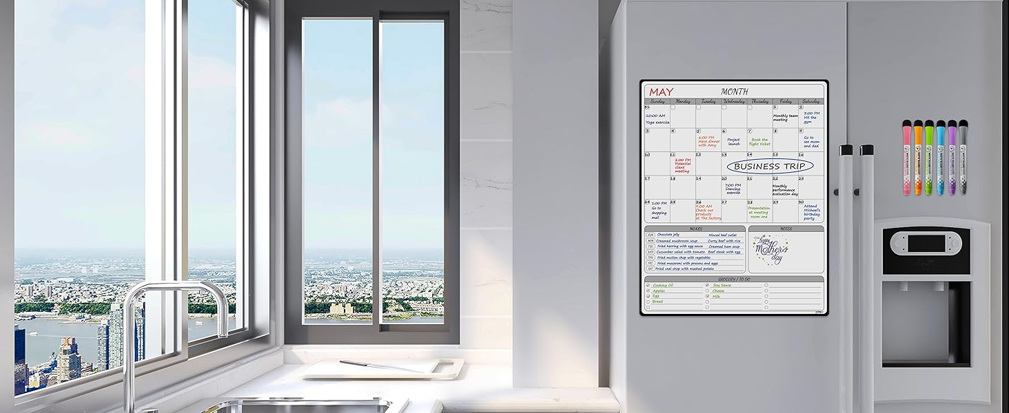 Large Magnetic Dry Erase Monthly Calendar for Fridge