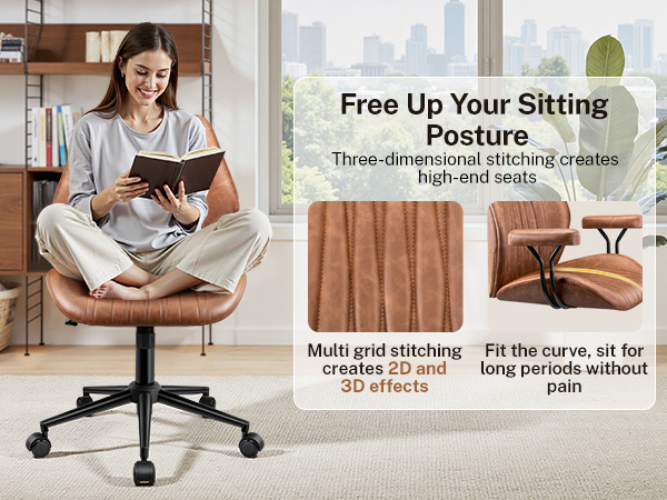Home Office Desk Chairs with Removable Armrests, Adjustable Height Rocking