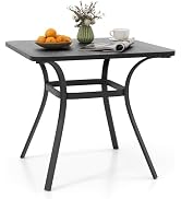 Giantex Patio Dining Table, 32”x32”x29” Outdoor Table, Heavy-Duty Metal Square Outside Table for ...
