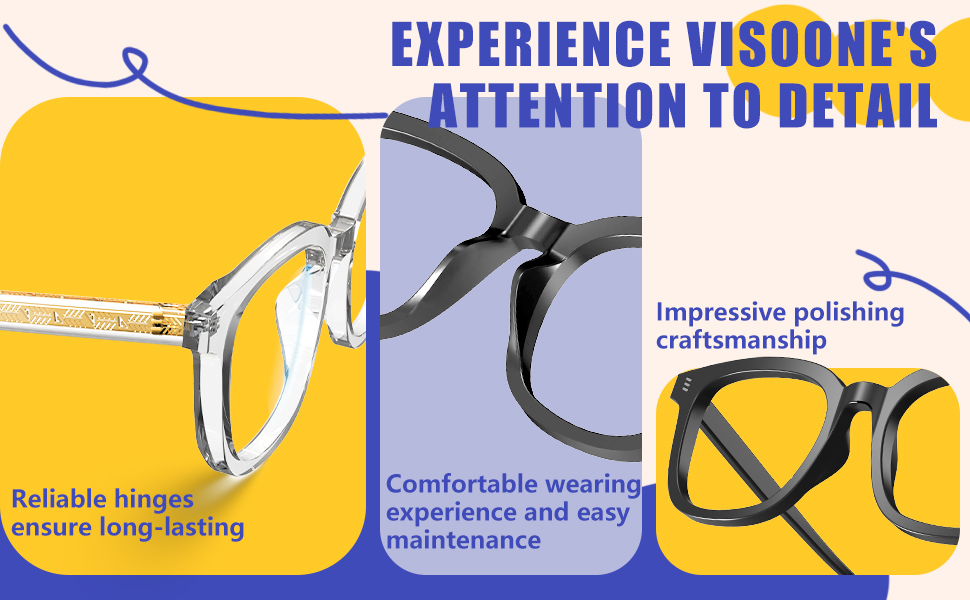 VISOONE Square Classic Blue Light Blocking Glasses with Non Prescription Anti Blue Light NOE