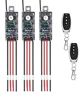 Meskliu Mini Remote Control Switch,3 Way 1 Channel Wireless Switch,DC 5V/12V/24V/ 5A Relay with 1...