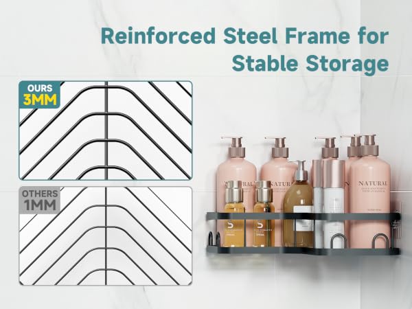 reinforced steel frame for stable storage ours 3mm others 1mm