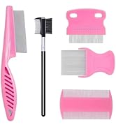 MEDUWEDU 5 Pack Flea &amp; Lice Comb Set for Cats, Dogs &amp; Kids – Stainless Steel Fine Tooth Nit Comb ...