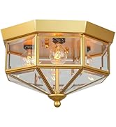 Flush Mount Outdoor Ceiling Light Fixture, 4 Light Exterior Porch Ceiling Lights with Clear Glass...