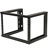 NavePoint 6U Wall Mount Open Frame 19 Inch Server Equipment Rack Threaded 16 inch Depth Black