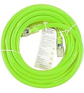 EP 25 Ft Lighted Outdoor Extension Cord - 10/3 SJTW Heavy Duty Green Extension Cable with 3 Prong...